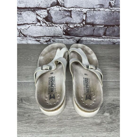Mephisto Helen White Leather Casual Toe Post Strap Sandals Women Sz 39EU/8.5M US - Picture 5 of 16